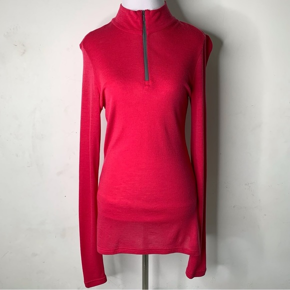 Icebreaker Merino 200 Women's Red Oasis Half-Zip Baselayer Top Size Large - Picture 1 of 15